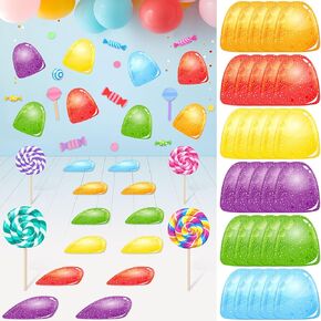 Spakon 30 PCS ملصقات أرضية PVC ملونة حلوى شارات الأرضية Gumdrop Gumdrop Gresals Decorations for Candy موضوع عيد ميلاد اللوازم حفلة عيد الميلاد