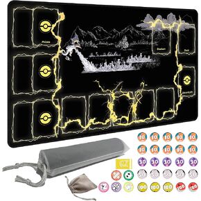 Playmat for Pokemon Trading Card Game - Single Player Trainer Mat with Professional Storage Tube(Lightning)