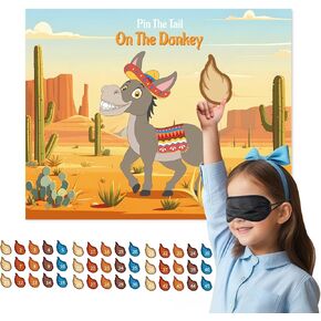 45 Players Kids Party Games - Pin The Tail on The Donkey, Funny Carnival Supplies for Kids Girls Boys (Silly_Donkey)