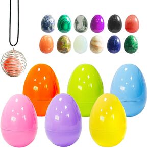 12pcs بيض عيد الفصح مع أحجار بيض الجوهرة الكريستالية لحفلات الفصح الحفلات ، اللوازم لصيد البيض ، حشوات/حشو سلة ، جوائز الفصول الدراسية لوازم الأطفال الصغار