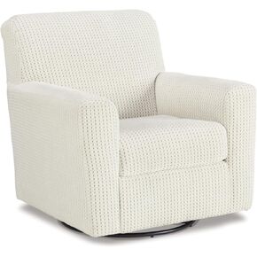 Signature Design by Ashley Herstow Casual Polka Dot Upholstered Swivel Glider Accent Chair, Gray & White