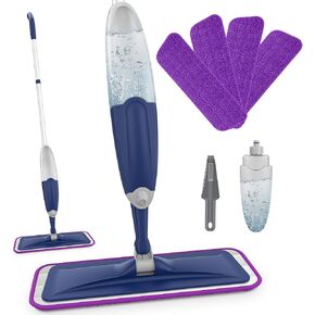 Spray Mop Wet Dry Mop for Floor Cleaning, Microfiber Dust mop Hardwood Flat Floor Mop, Wet Spray Mop with 4 Reusable Washable Pads for Home Commercial Hardwood Laminate Vinyl Wood Tile Floors