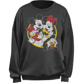 Disney Women's Junior's Group Oversized Fleece, Charcoal, Large