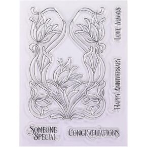 Flowers Happy Anniversary Love Always Background Clear Stamps for Card Making Decoration and DIY Scrapbooking 3021509