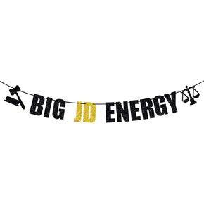 Big JD Energy Banner ، مبروك المحامي/مولود في المجادلة ، فئة 2025 لوازم زخارف التخرج من كلية الحقوق ، اللوازم السوداء والذهبية