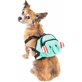 PET LIFE ® 'Dumbone' مزدوج مقصورة متحرك تسخير الكلب وحمل حقيبة ظهر للحيوانات الأليفة مع حقيبة مضافة على طول الكلب packpack