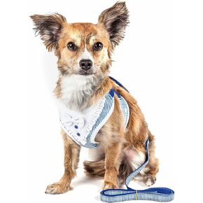Pet Life ® Luxe Collection Spawling 2-in-1 Dog Harness and Leash with Ruffled pet Collar and Fashion Dog Bowtie - Pet Harness and Dog Costume with Reversible Mesh and Alloy Dog Leash attachments