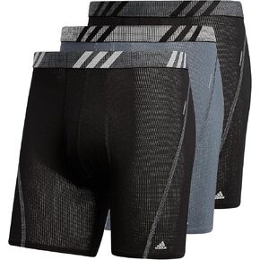 adidas Men's Sport Performance Mesh Boxer Brief Underwear (3-pack), Performance Wave Black/Black/Black, Large
