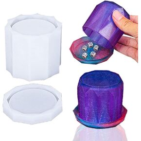 Dice Cup Resin Mold, Diamond Display Dome Mold Silicone wih Lid Jewelry Holder Jar Silicone Mold Epoxy Casting Mold for Table Game Home Decor