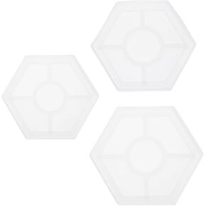 Uxcell 3 PCS Hexagon Coaster Silicone Resin Mould ، قوالب علبة لالتصاب الراتنج ، قوالب راتنج الايبوكسي للوقائع صواني DIY فن الكأس