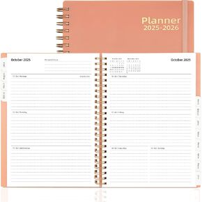 Daily Planner 2025-2026, Jul.2025-Jun.2026, 6.2" x 8.4", 2025 Planner Weekly and Monthly, Calendar Planner 2025 with Tabs & Pocket, 100GSM Thick Paper, Black