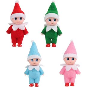 Mini Baby Elf Twins اللطف الجان الصغير مجموعة أطفال حرفة ملحقات دمية الديكور منزل العطلات للبنات البالغين (حزمة من 4 قطع)
