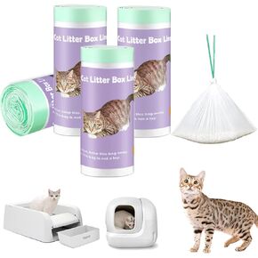 100 Pack Cat Litter Box Liner Bags Compatible with Self-cleaning Cat Litter Box, Thick Heavy Duty Drawstring Automatic Kitty Litter Box Waste Drawer Liners-19" x 18" in Kuwait