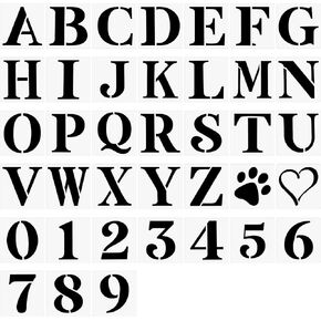 2 Inch Plastic Painting Stencils, 38 Pcs Reusable Letters Numbers and Symbols Stencil Art Crafts Drawing Templates Set for Wood, Wall, Fabric, Rock, Chalkboard, Door Porch, Signage, DIY Craft