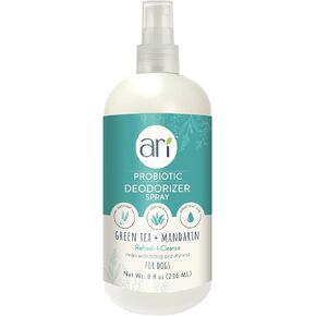 Ari Probiotic Deodorizer Spray for Dogs (8 oz) – Green Tea & Mandarin Scent – pH-Balanced, Long-Lasting Freshness, Sulfate-Free, Gentle for All Breeds