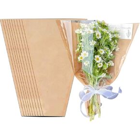 Boyyoee 50pcs Kraft Flower Buoudct Paper Paper Cloves Floral Ploral Ploral Propoy for Wedding و Hirdvict و Treavative و Ministary Gift ، 4.7x14x22inch