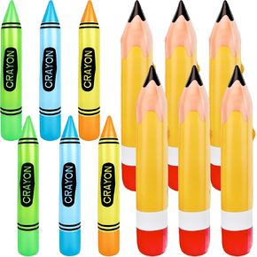 12 Pcs Inflatable Pen Set Blow Up Crayons Prop for Indoor and outdoor Back to School Birthday Party Classroom Supplies (Color Set 2)