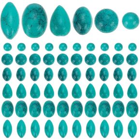 PH Pandahall 300pcs Cabochons Stone 6 أشكال فيروش الاصطناعية كابوشون الملمس الأزرق الأحجار الكريمة نصف الجولة الفيروزية قبة باك القبة ل DIY قرط سوار المجوهرات صنع 3-8x2-4mm