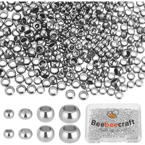Beebeecraft 800pcs/Box 4 حجم حجارة أنبوب أنبوب من الفولاذ المقاوم للصدأ الفواصل الفواصل