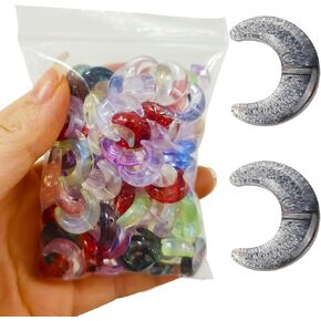 100pcs moon lape lape glass حبات ملونة بريق منحني منحني القمر الخرزات الغضروف المفارقة الخرزات الحرف الحرفية لسيارة DIY أقراط القلادة المفتاحية صنع المجوهرات