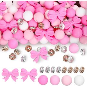 102pcs bow silicone حبات التدرج الأبيض الأبيض جولة زجاج الفضفاضة الزجاج راينستون الفواصل