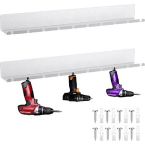 2 Pcs Air Tool Holder Pneumatic Rack Air Tool Metal Hanger Air Tool Storage Rack Air Tool Holder Organizer for Enclosed Trailer Garage Shop Garage, Holds up to 10 Air Tools, Silver