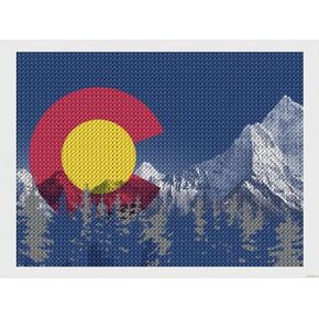 Hmdiimge Colorado Flag Mountain Diamond Art Art Kits للبالغين Painting Diamond Paint