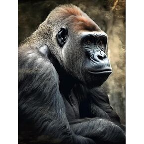 QAZWSX DIY 5D Diamond Art Kits Painting for Adults Wild Animal Lowland Gorilla Monkey 30x40cm, 12x16inch
