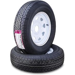 Free Country Trailer Tire Wheel Assembly ST235/80R16 10-Ply E 123L 8 Lug on 6.5" PCD White Spoke Rim,SET 2