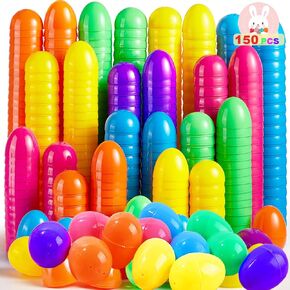 umeelr 150pcs بيض عيد الفصح البلاستيكي ، 2.4 "بيض فارغ قابلة للملء ، ملونة بيض مشرق ملونة لصالح حفلة الصيد عيد الفصح ، حشوات سلة السلة ، ملء علاجات