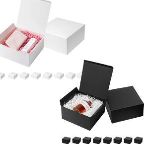 McFleet 10x10x5 صناديق الهدايا بالأبيض والأسود 10pcs كل ملون وصناديق اقتراحات وصناديق المقترحات من الورق المقوى للهدايا ، وصناديق حرفية لعيد الميلاد ، والزفاف ، والعطلة ، وعطلة التعبئة التغليف هدايا عيد ميلاد
