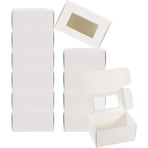 Patikil 4 "X2.5" x2 "مربع صابون الورق مع نافذة ، 30 حزمة صناديق الصابون محلية الصنع يقدم مربعات التعبئة والتغليف لعيد الميلاد DIY Craft ، أبيض