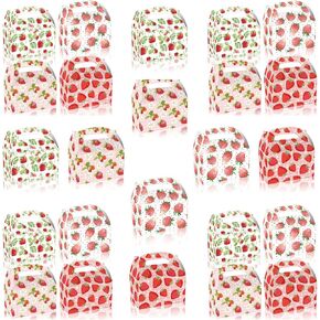 ATSMOICY 24 Pack Strawberry Favor Gift Boxes - Rainbow Colors Sweet Candy Strawberry Baby Shower Birthday Party Supplies Decoration Goodie Bags/Treat Gift Box