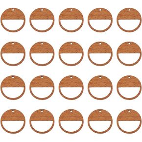 Superfindings 20pcs macrame arkring الفراغات الخشب استنتجات القرط الجوز الجوز المعلقات غير مكتملة أقراط نصف دائرة مستديرة مستلزمات المجوهرات الخشبية لأساور قلادة قرط.