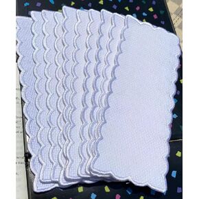 11 PCS 18 Count Pure White Scallop Embroidery ذات الإشارة المرجعية الصليب الصليب الفارغة لـ DIY ، Aida Fabriced Cross Cross Book Mark Blank to Cross Stitch