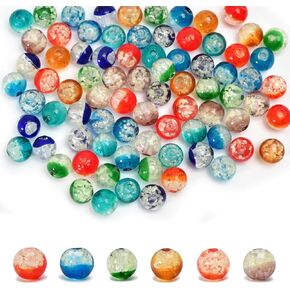 80pcs مصباح Lampwork حبات زجاجية مضيئة جولة حبات بالتجمع بالجملة في الخرز المظلم الزجاجية حول حبات كرة الفواصل الفضفاضة سوار لصنع المجوهر
