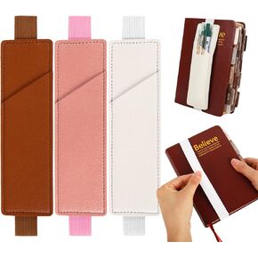 حامل قلم مرن 3pcs لحالة قلم رصاص من الجلد مع دفتر محمول مع حقيبة قلم قلم القلم للمخططين الكتب المجلات (Brown ، Beige ، Pink)