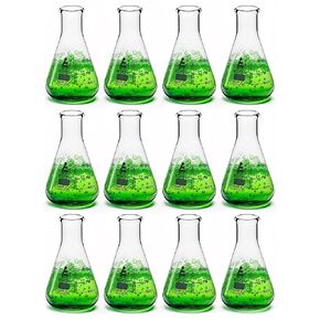 12PK Erlenmeyer Flasks, 100mL - Borosilicate Glass - Narrow Neck Flasks, Conical Flasks, Glass Flasks - Eisco Labs