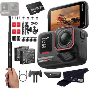Insta360 Ace Pro 2 Motorcycle Bundle- 8K Waterproof Action Camera Co-Engineered with Leica, Flagship 1/1.3" Sensor, 8K30, 2.5" Flip Screen|Includes Motorcycle Bundle, Invisible Selfie Stick (512GB)