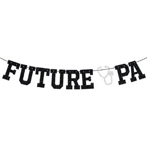 Banner Future PA - تهانينا لافتة مساعد لافتات الأطباء ، كلية الطب/مدرسة التمريض ، مستلزمات زخارف حفلات التخرج من مدرسة التمريض ، اللمعان الأسود
