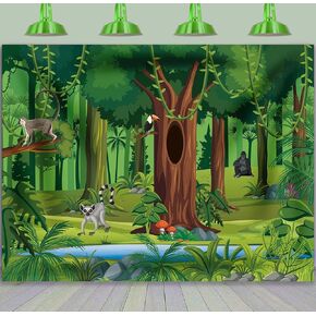 Binqoo 7x5ft استوائي غابة الغابة الخلفية غابة نهر الغابات المطيرة أشجار Safari Fairytal