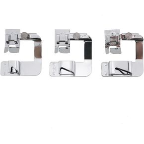 3pcs مطحون مكبس الحافة القدم 1/2in 3/4in 1in الفضة المغطاة شريط الشريط مكبس القدمين غطاء القدم غطاء القدم المنزل استخدام ملحقات آلة الخياطة الكهربائية متعددة الوظائف