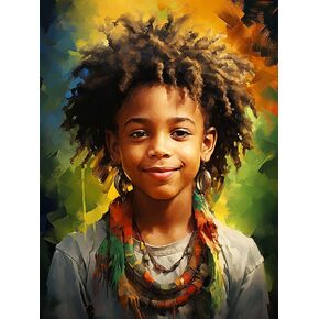 Skryuie 5d African Man Man Painting Kits - Diy Diamond Art Kits للبالغين الأمريكيين من أصل أفريقي ، تدريبات مستديرة كاملة - غرزة Crystal Cross - Craft Craft for Wall & Office - 12x16 inch 2