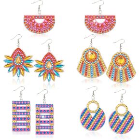 KISSITTY 10pcs Diamond Painting Earring Jewelry Making Kits for Women Double Sided Diamond Art Teardrop Sun Dangle Drop Earrings for Boho Vintage Jewelry Crafting