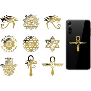 OLYCRAFT 9pcs 1.6x1.6 inch Golden Metal Stickers Eye of Egypt Metal Sticker Self Adhesive Religious Stickers Epoxy All-Seeing Eye Pyramid Sticker for DIY Scrapbooks Epoxy Resin Decor