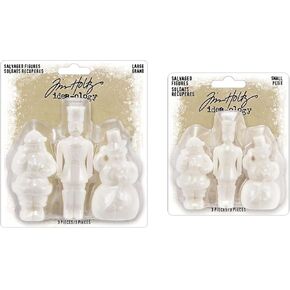 Tim Holtz Idea-Ology 2023 Christmas Holiday Salvaged Figures - Large & Small - Bundle of Two Items