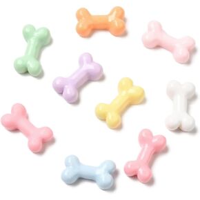 DanLingJewelry 300Pcs Candy Color Dog Bone Flatback Charms Opaque Resin Cabochons Cute Bone Embellishments for Hair Clips Photo Frames Scrapbooking DIY Crafts Making
