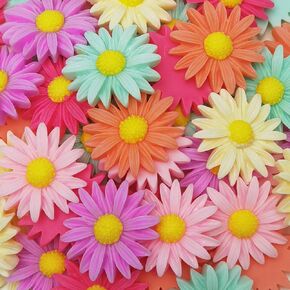 Chenkou Craft Random 100pcs Mix Coll Lovely Daisy Flower Flowback Resin Resin Clip Clip Hairpin Diy Craft Jewelry Decoration (Mix ، 27mm (1 1/16 ")