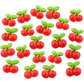 50 Pcs Resin Cherry Charms Flatback Fruit Beads Crafts Charms Cabochons Scrapbooking Embellishments Charms Phone Case Making Charms