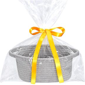 ABenkle Small Storage Basket, Mini Basket, Cute Tiny Cotton Rope Woven Basket, Boho Decorative Toy Dog Cat Basket for Nursery, Spa, Empty Gift Basket with Gift Bags and Ribbon - White in Saudi Arabia